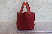 将图片加载到图库查看器，HERMES PICOTIN LOCK TOUCH PM Clemence leather/Swift leather Rouge H/Brique □R刻印 Hand bag 800010138
