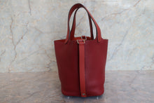 将图片加载到图库查看器，HERMES PICOTIN LOCK TOUCH PM Clemence leather/Swift leather Rouge H/Brique □R刻印 Hand bag 800010138

