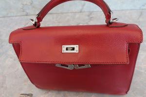 HERMES／エルメス ケリー25 ヴォーエプソン ルージュ □L刻印 ショルダーバッグ 700080125