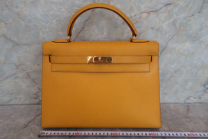 HERMES／エルメス ケリー32 クシュベル ジョーヌ 〇W刻印 ショルダーバッグ 700080175