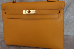 HERMES／エルメス ケリー32 クシュベル ジョーヌ 〇W刻印 ショルダーバッグ 700080175