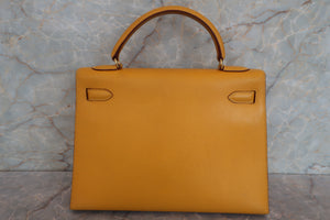 HERMES／エルメス ケリー32 クシュベル ジョーヌ 〇W刻印 ショルダーバッグ 700080175