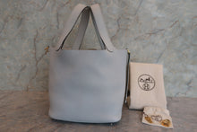 Load image into Gallery viewer, HERMES PICOTIN LOCK MM Clemence leather Blue pale Z Engraving Hand bag 800010065
