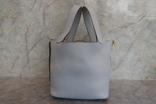 Load image into Gallery viewer, HERMES PICOTIN LOCK MM Clemence leather Blue pale Z Engraving Hand bag 800010065
