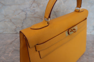 HERMES／エルメス ケリー32 クシュベル ジョーヌ 〇W刻印 ショルダーバッグ 700080175
