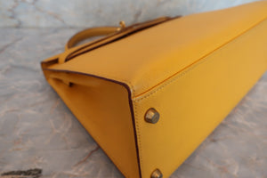 HERMES／エルメス ケリー32 クシュベル ジョーヌ 〇W刻印 ショルダーバッグ 700080175