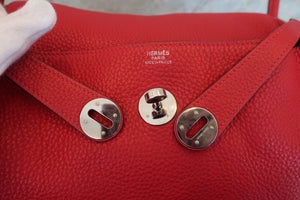 HERMES／エルメス リンディ34 トリヨンクレマンス ルージュカザック □P刻印 ショルダーバッグ 700070173