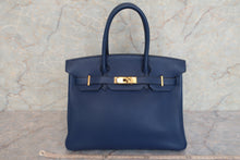 将图片加载到图库查看器，HERMES BIRKIN 30 Clemence leather Blue □H刻印 Hand bag 600090286
