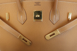 HERMES BIRKIN 35 Fjord leather Natural sable □H Engraving Hand bag 600080218