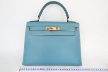 画像をギャラリービューアに読み込む, HERMES／エルメス ケリー28 クシュベル ブルージーン □B刻印 ショルダーバッグ 800100043

