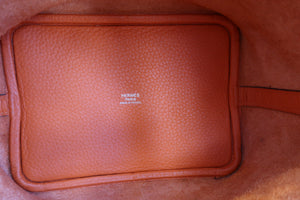 HERMES PICOTIN LOCK PM Clemence leather Orange poppy A Engraving Hand bag 700050225