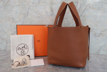 将图片加载到图库查看器，HERMES PICOTIN LOCK PM Clemence leather Gold □P刻印 Hand bag 600060163
