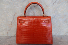 将图片加载到图库查看器，HERMES KELLY 25 Crocodile Porosus Pain d&#39; epice □H刻印 Shoulder bag 600110040
