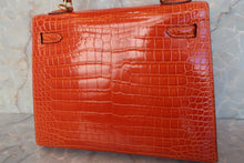 将图片加载到图库查看器，HERMES KELLY 25 Crocodile Porosus Pain d&#39; epice □H刻印 Shoulder bag 600110040
