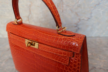 将图片加载到图库查看器，HERMES KELLY 25 Crocodile Porosus Pain d&#39; epice □H刻印 Shoulder bag 600110040
