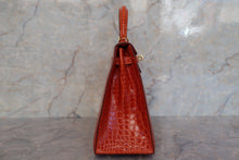 将图片加载到图库查看器，HERMES KELLY 25 Crocodile Porosus Pain d&#39; epice □H刻印 Shoulder bag 600110040
