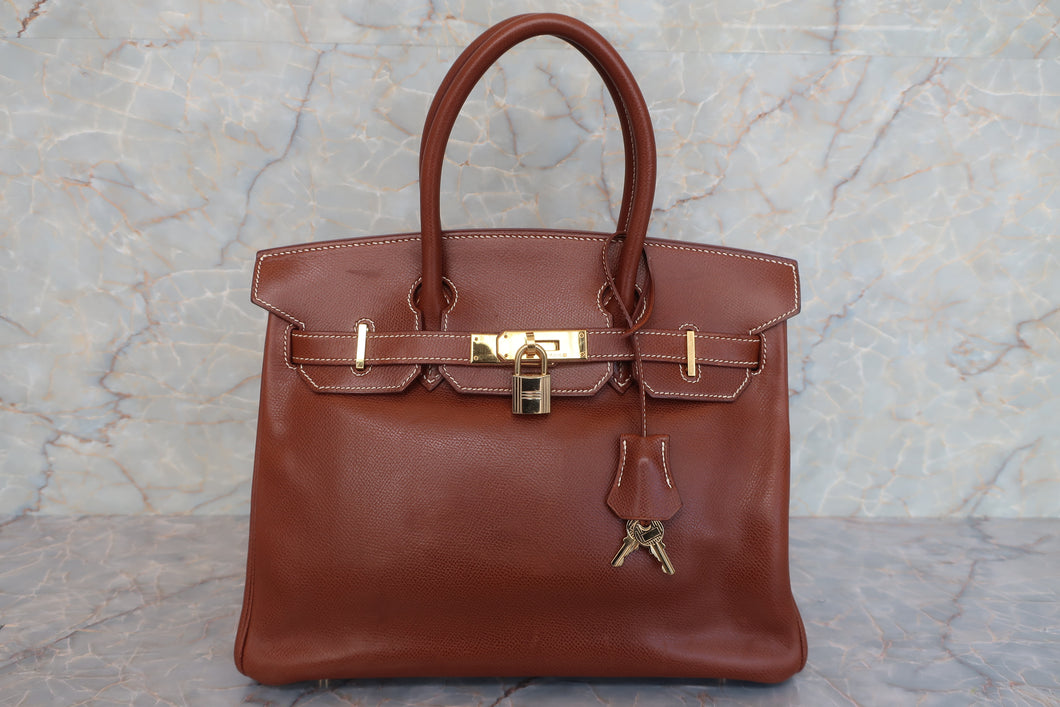 HERMES BIRKIN 30 Graine Lisse leather Noisette □F刻印 Hand bag 600090292