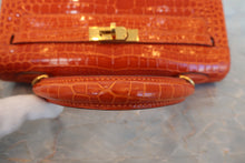 将图片加载到图库查看器，HERMES KELLY 25 Crocodile Porosus Pain d&#39; epice □H刻印 Shoulder bag 600110040
