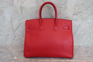 HERMES BIRKIN 35 Epsom leather Vermillon □H Engraving Hand bag 700030121