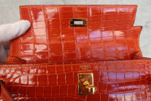 将图片加载到图库查看器，HERMES KELLY 25 Crocodile Porosus Pain d&#39; epice □H刻印 Shoulder bag 600110040
