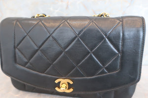 CHANEL Diana matelasse chain shoulder bag Lambskin Black/Gold hadware Shoulder bag 600060041