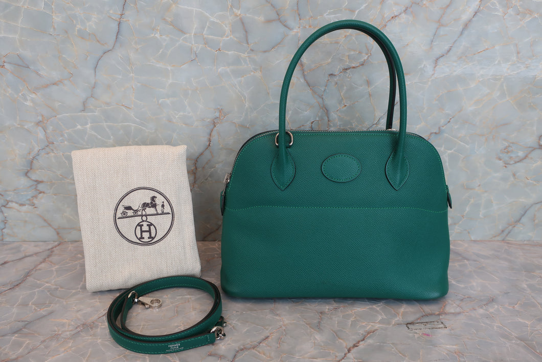 HERMES／BOLIDE 27 Epsom leather Malachite □R Engraving Shoulder bag 60009006