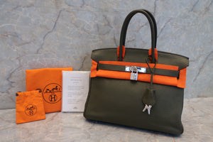 HERMES／エルメス バーキン30 トリヨンクレマンス ヴェールオリーブ □J刻印 ハンドバッグ 600120314