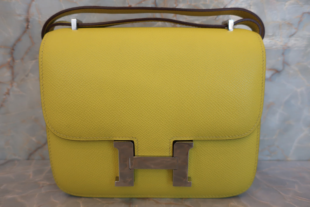 HERMES CONSTANCE MINI Epsom leather Lime A Engraving Shoulder bag 600040204