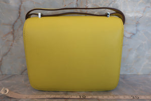 HERMES CONSTANCE MINI Epsom leather Lime A Engraving Shoulder bag 600040204