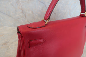 HERMES KELLY 32 Graine Couchevel leather Rouge vif 〇V刻印 Shoulder bag 500060067