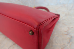 HERMES KELLY 32 Graine Couchevel leather Rouge vif 〇V Engraving Shoulder bag 500060067