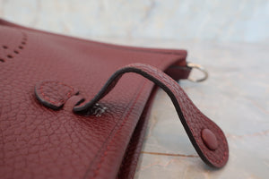 HERMES EVELYNE TPM Clemence leather Bordeaux A Engraving Shoulder bag 600060173