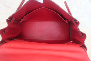 HERMES KELLY 32 Graine Couchevel leather Rouge vif 〇V Engraving Shoulder bag 500060067