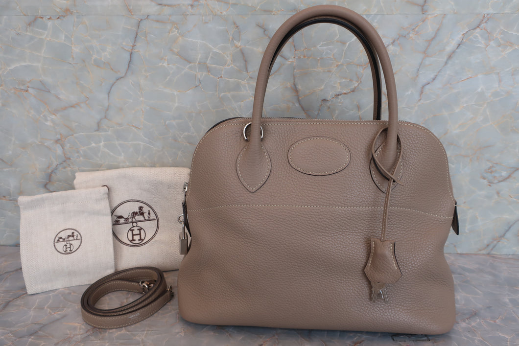 HERMES／BOLIDE 31 Clemence leather Gris tourterelleT刻印 Shoulder bag 600080183