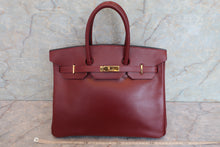 将图片加载到图库查看器，HERMES BIRKIN 35 Graine Couchevel leather Rouge H □F刻印 Hand bag 600060079
