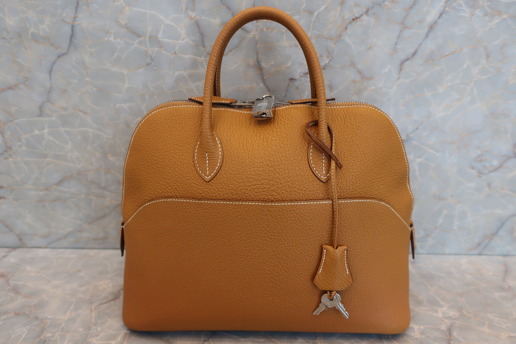 HERMES  BOLIDE 1923 Chevre myzore goatskim Natural sable □K刻印 Hand bag 500110183