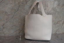 将图片加载到图库查看器，HERMES PICOTIN LOCK MM Clemence leather White A刻印 Hand bag 600090264
