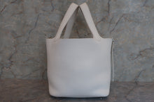 将图片加载到图库查看器，HERMES PICOTIN LOCK MM Clemence leather White A刻印 Hand bag 600090264
