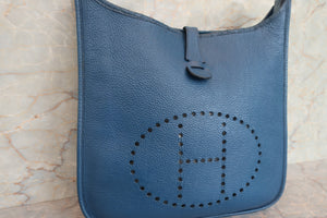 HERMES／エルメス エブリン1GM トリヨンクレマンス ブルー □J刻印 ショルダーバッグ 700020124