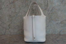 将图片加载到图库查看器，HERMES PICOTIN LOCK MM Clemence leather White A刻印 Hand bag 600090264
