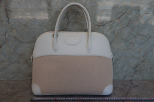 HERMES／エルメス ボリード35 トワルアッシュ/トリヨンクレマンス ベージュ/ホワイト □E刻印 ショルダーバッグ 700070097