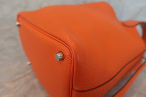 HERMES PICOTIN PM Clemence leather Orange □K刻印 Hand bag 600050179