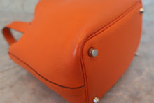 将图片加载到图库查看器，HERMES PICOTIN PM Clemence leather Orange □K刻印 Hand bag 600050179
