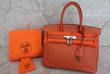 将图片加载到图库查看器，HERMES BIRKIN 30 Clemence leather Orange □J刻印 Hand bag 600070106
