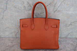 HERMES BIRKIN 30 Clemence leather Orange □J刻印 Hand bag 600070106