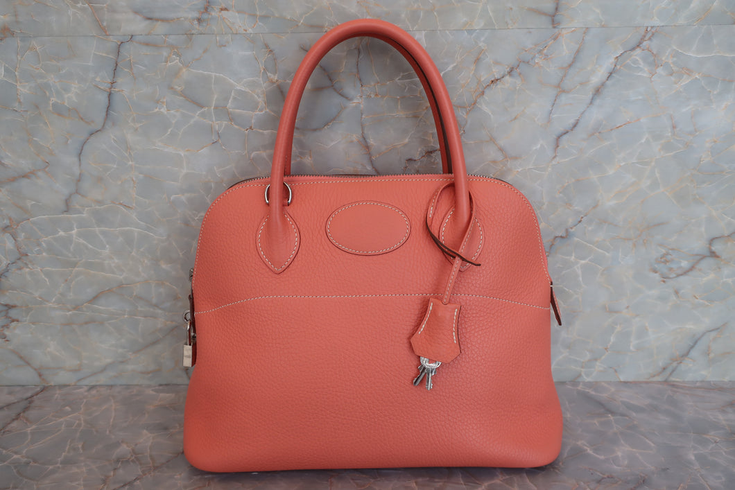 HERMES／BOLIDE 31 Clemence leather Crevette □Q Engraving Hand bag 600080235