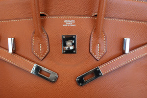 HERMES BIRKIN 25 Epsom leather Cognac □J Engraving Hand bag 700050278