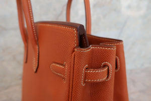 HERMES BIRKIN 25 Epsom leather Cognac □J Engraving Hand bag 700050278
