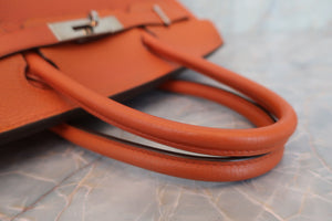 HERMES BIRKIN 30 Clemence leather Orange □J刻印 Hand bag 600070106