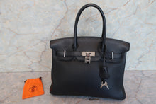 Load image into Gallery viewer, HERMES BIRKIN 30 Clemence leather Black □H Engraving Hand bag 700090207
